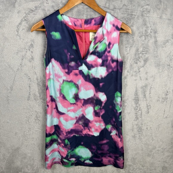kate spade new york Dresses & Skirts - Kate Spade Shift Dress Pink Watercolor Print-V Neck-Sleeveless 2 Designer Preppy